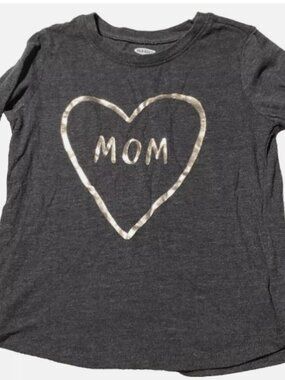 Old Navy, Long Sleeve Black Top, (Mom Heart) Size 4T